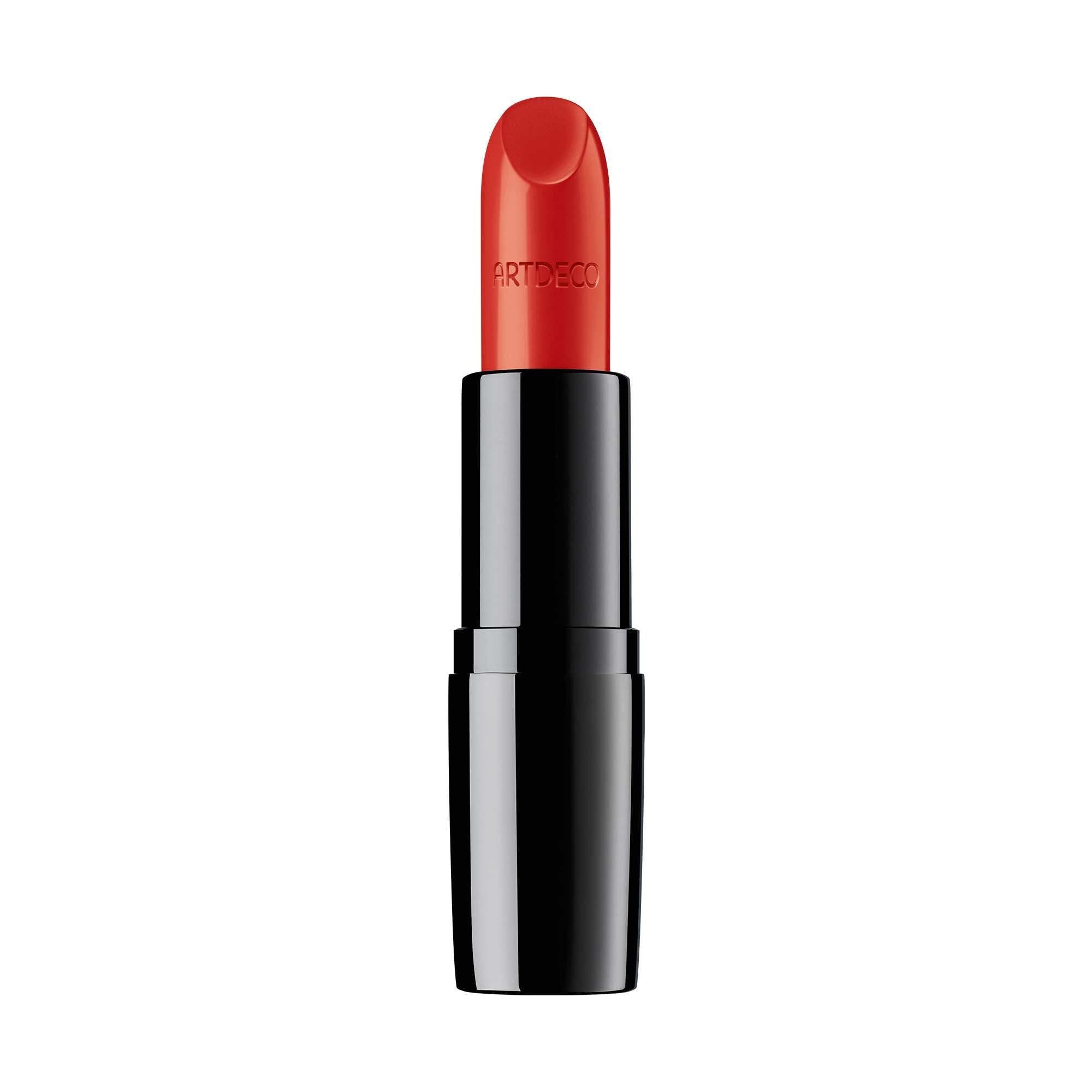 Artdeco Perfect Color Lipstick. Zwarte huls, rode lipstick. Opschrift Artdeco.
