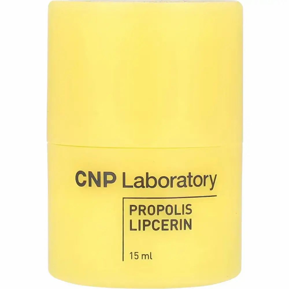 Gele CNP Laboratory Propolis Lippenmaske. Productnaam en 15 ml volume zichtbaar.