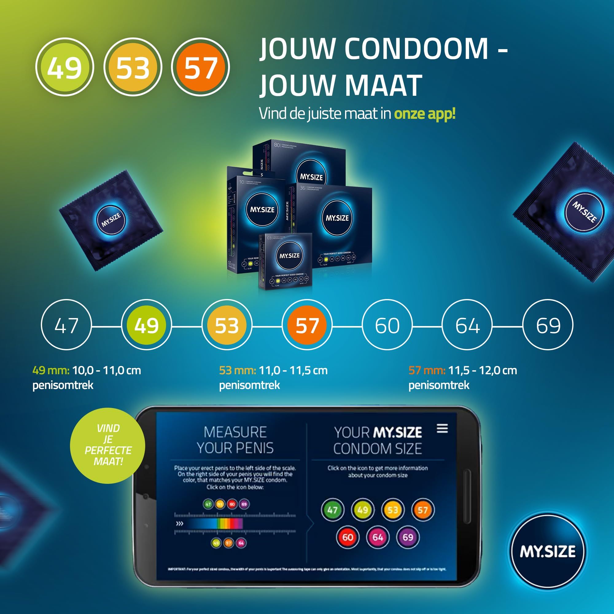 Stel omhelst elkaar. Iconen: 7 maten, gebruiksgemak, duurzaam, kwaliteit. MY.SIZE.