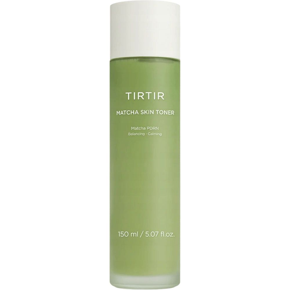 Flacon vert avec bouchon blanc. Texte : TIRTIR Matcha Skin Toner. Volume : 150 ml / 5.07 fl.oz.