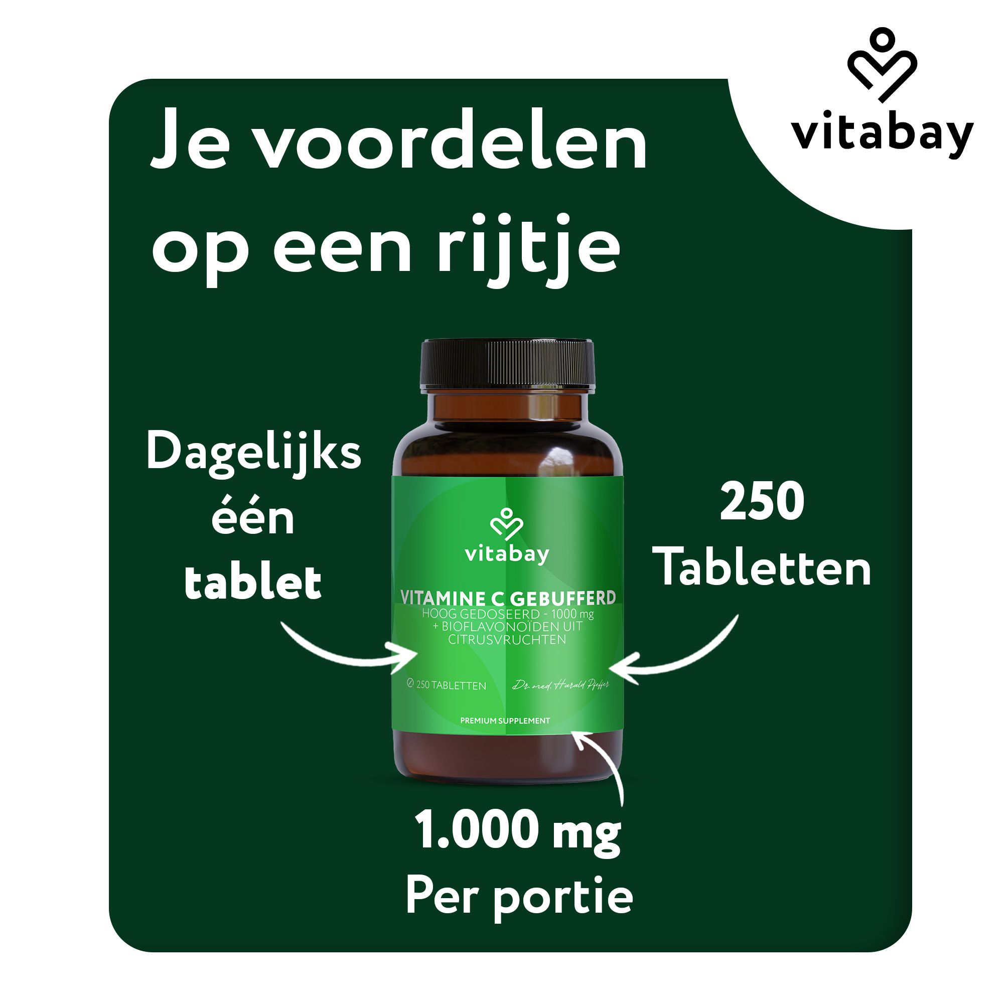 Vitabay Vitamine C 1000 mg pot met citroenschijfjes, "Zonder toevoegingen".