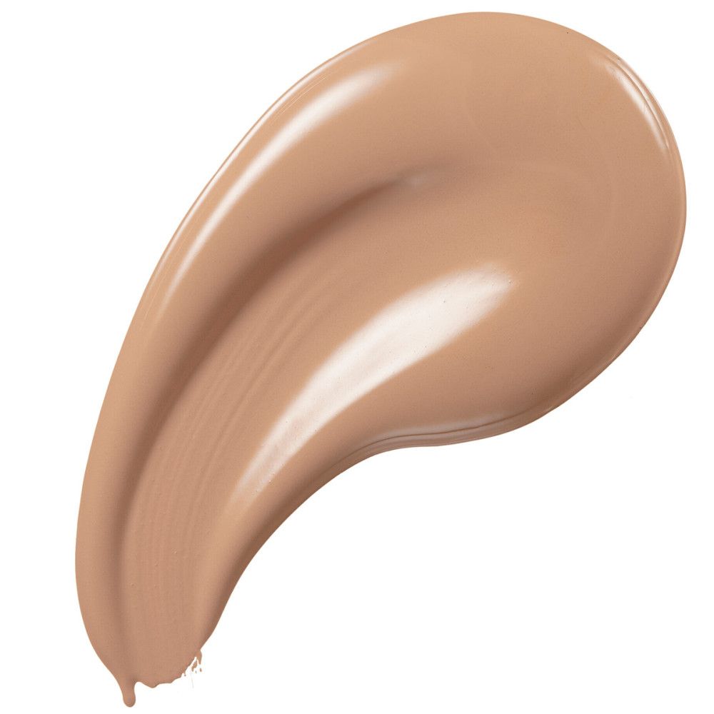 Kleurensample van foundation. Druppelvormige applicatie in lichte huidtint. Glanzend oppervlak.