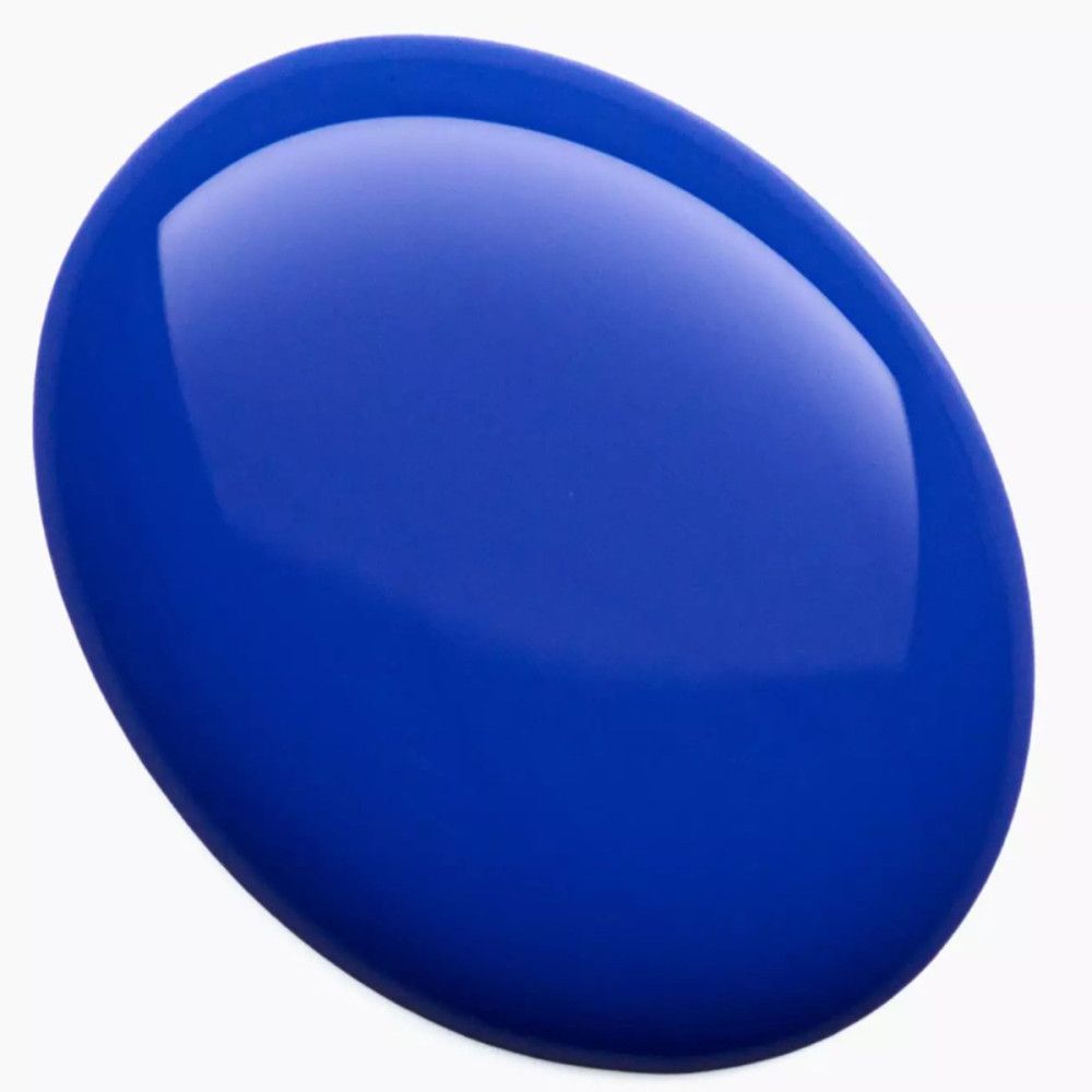 Goutte de vernis à ongles bleu, de forme ovale, brillante.