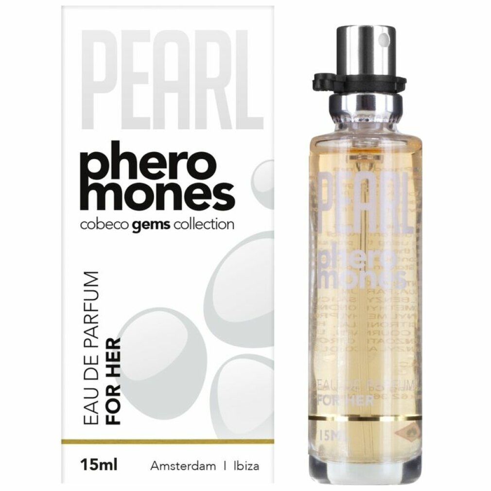 Parfumflesje en verpakking voor Pearl Pheromones Eau de Parfum For Her, 15ml.