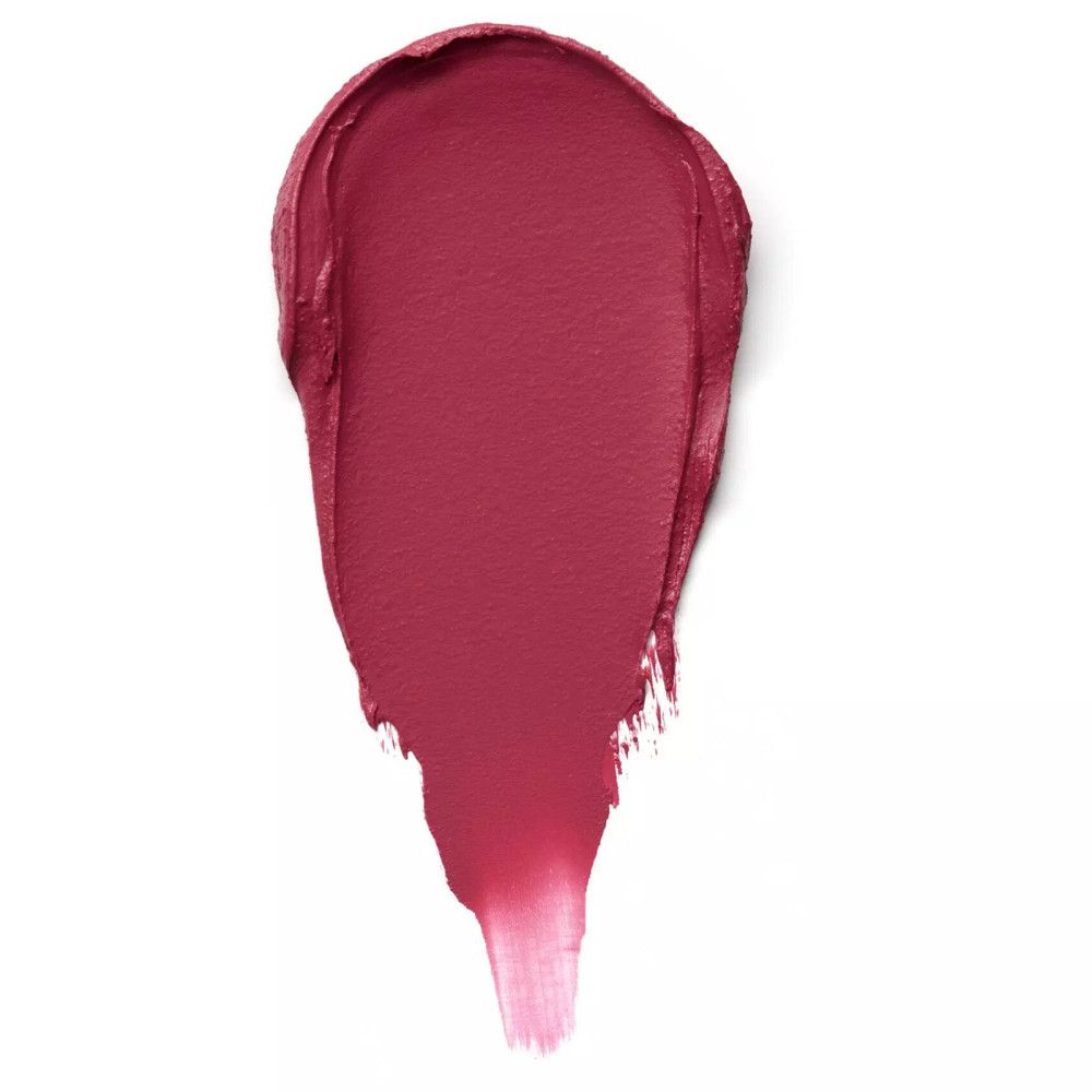 Échantillon de rouge à lèvres rose sur fond blanc. Texture visible. Teinte : rose.