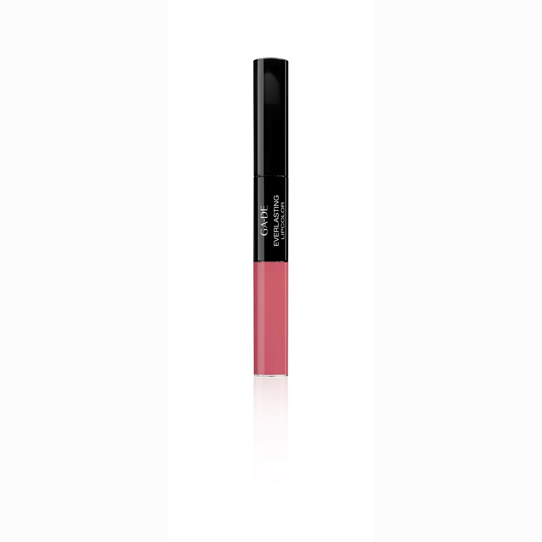Dubbele lippenstift. Zwarte dop, roze kleur. Opschrift: GA-DE Everlasting Lipcolor.