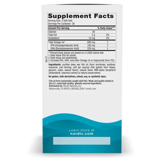 Nordic Naturals Omega-3 690 mg - Saveur citron