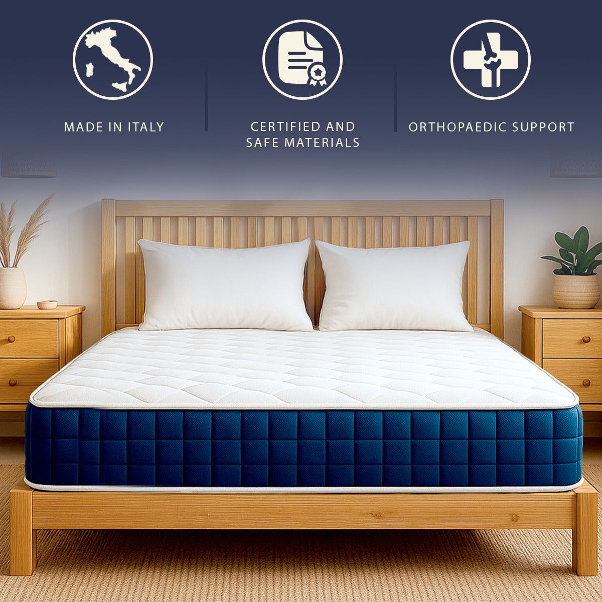 The White Stone Matras 90x190 cm, Hoogte 30 cm, met Pocketveren en Memory Foam