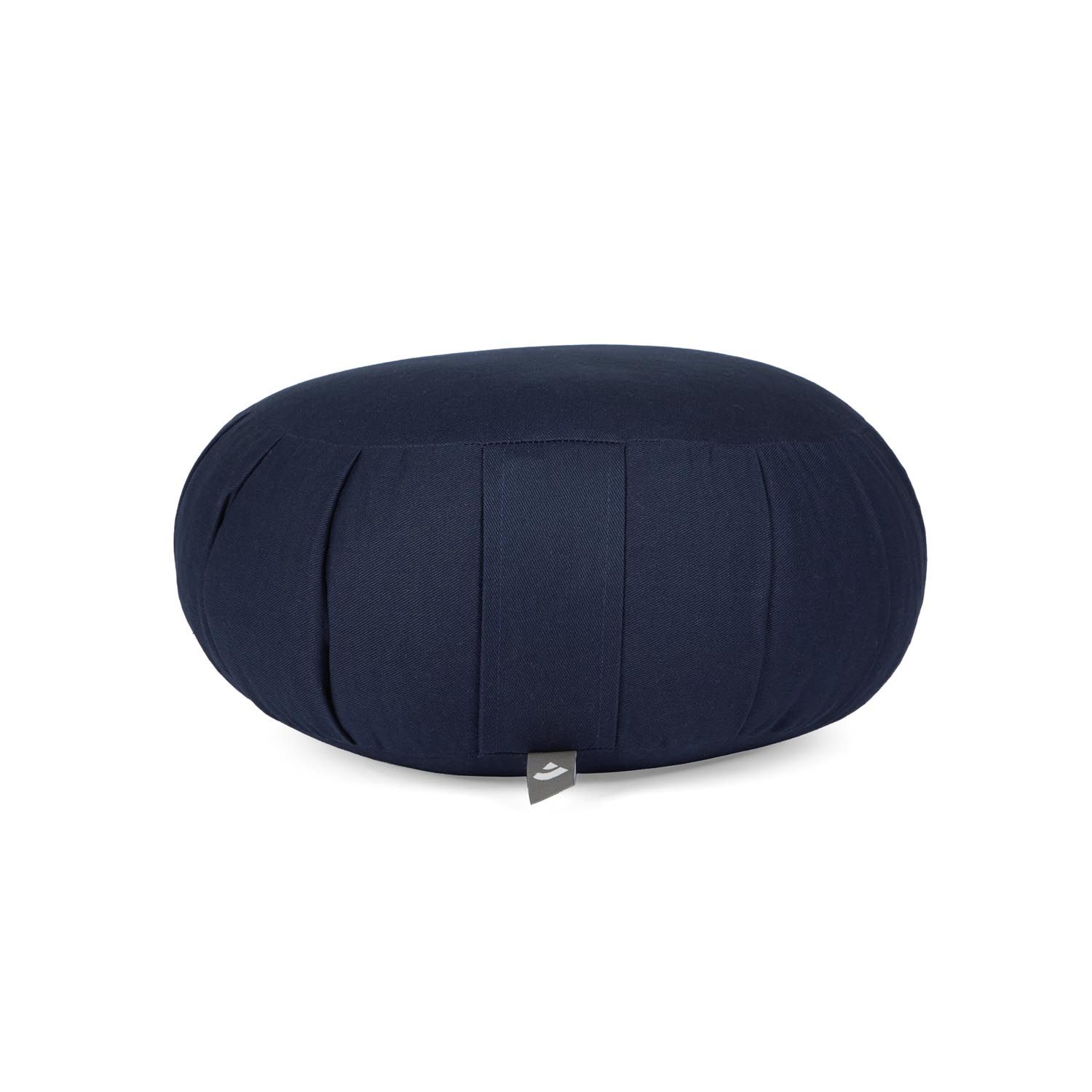 Coussin de méditation ZAFU ECO bleu foncé. Rond, avec plis et étiquette. Revêtement en tissu.