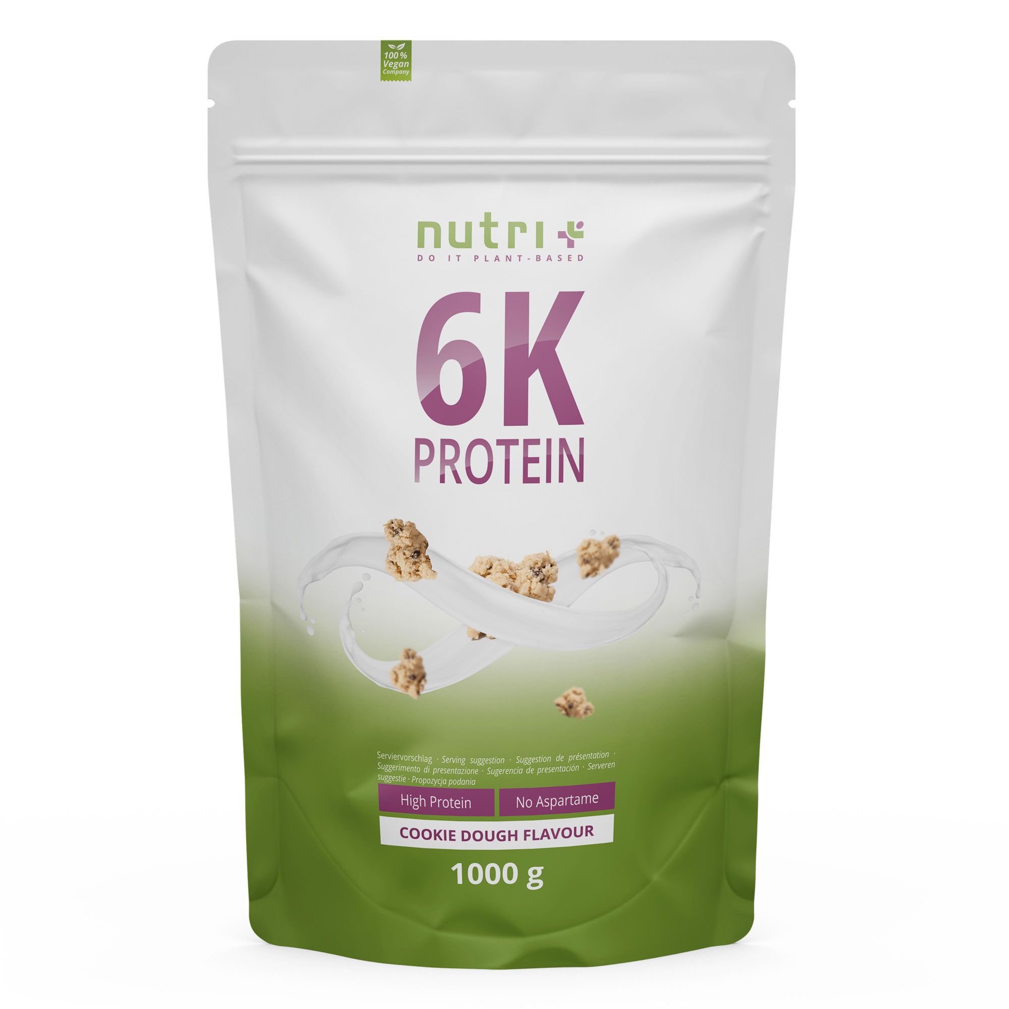 nutri+ 6K Poudre de protéines 1kg - shake sans Whey