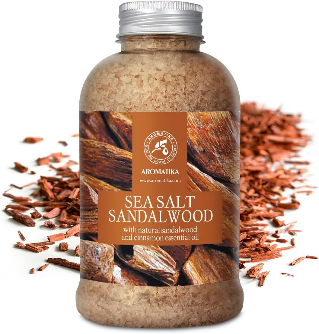 AROMATIKA Sel de mer bois de santal avec morceaux de bois et bois de santal broyé.