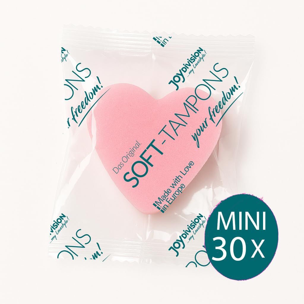 Tampon cœur rose "Mini" emballé individuellement avec indication "30x".