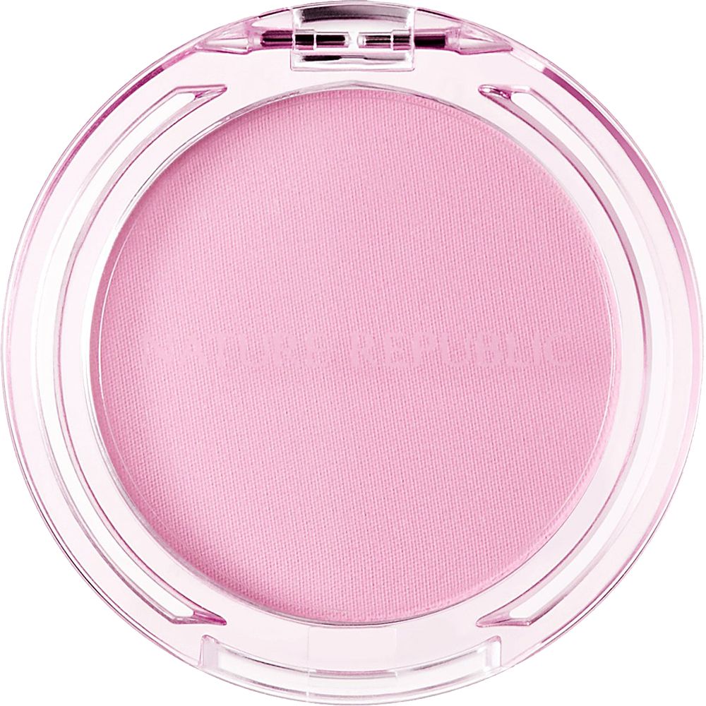 Blush rond rose. Couvercle transparent. Inscription: NATURE REPUBLIC.