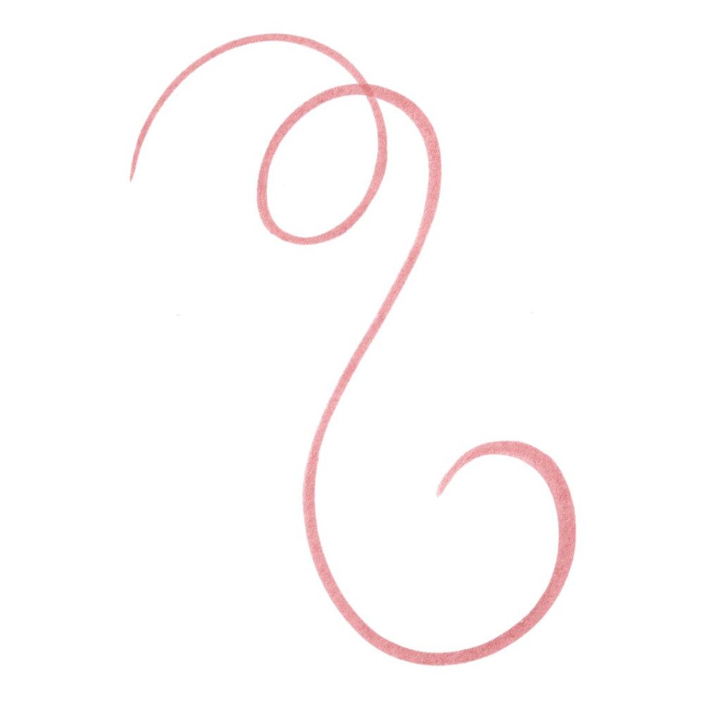 Roze lippenstiftstreep in een gebogen vorm op een witte achtergrond.