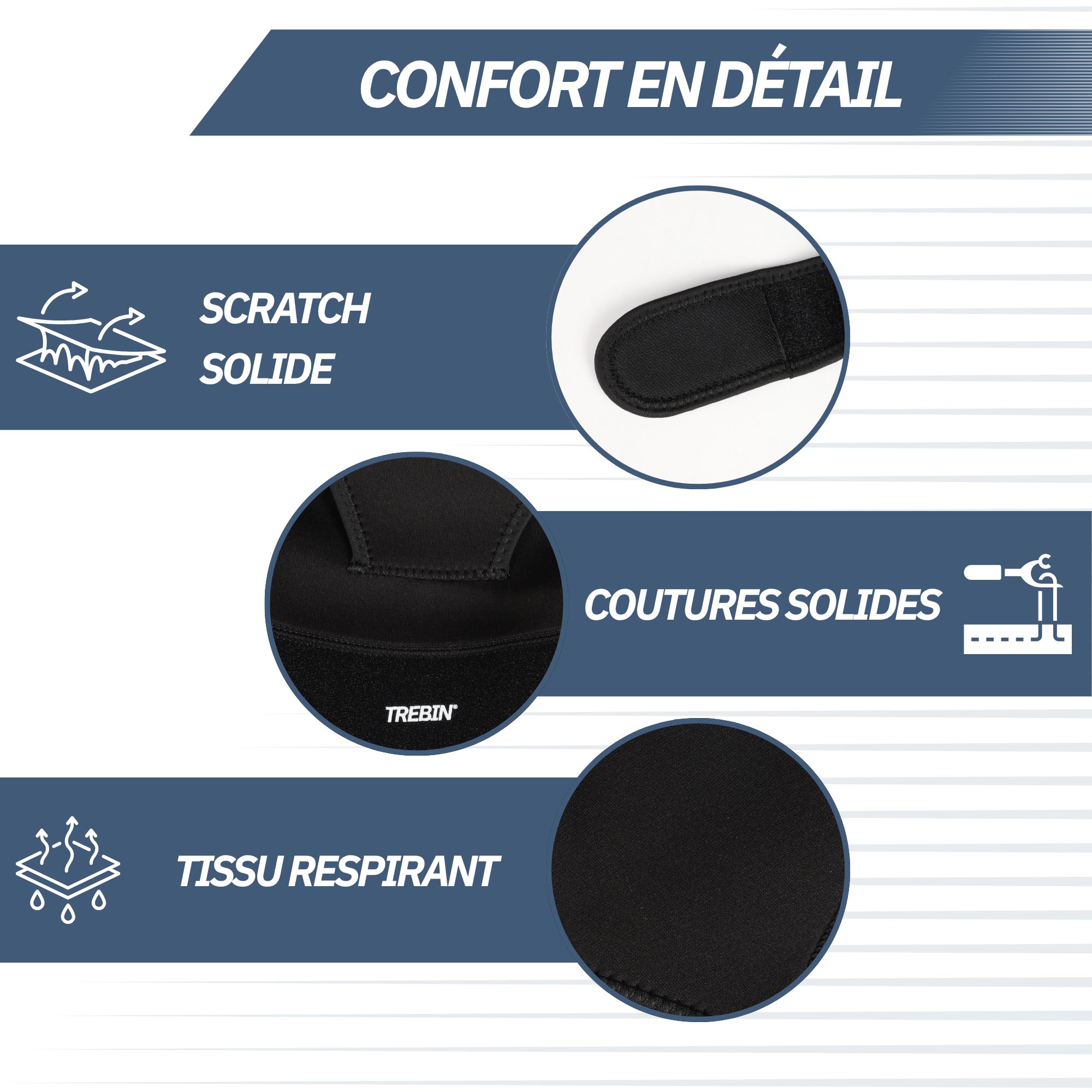 Bandage d'épaule avec scratch solide et tissu respirant.