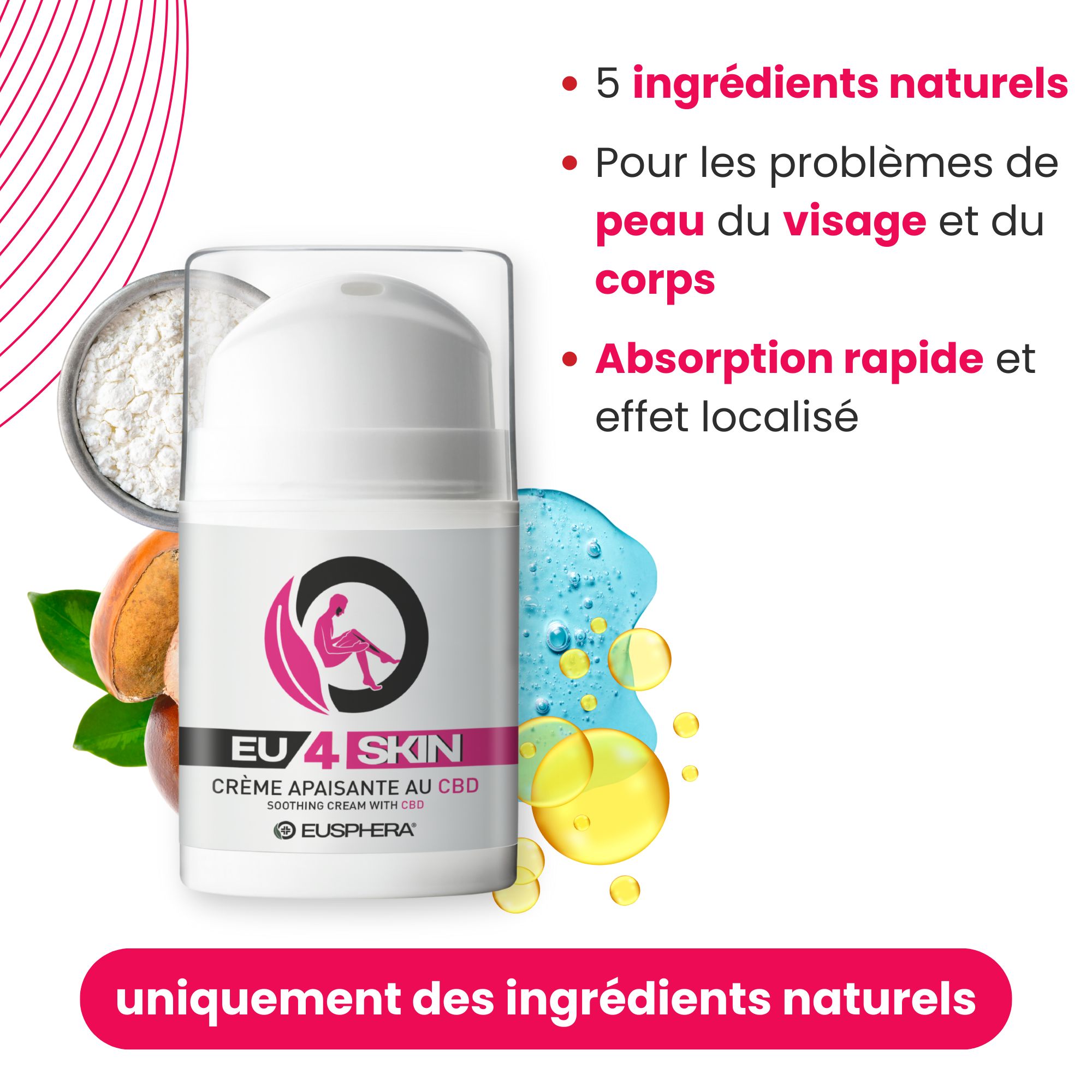 Crème apaisante au CBD pour l'acné, l'eczéma et le psoriasis | EU4DERMA - Eusphera