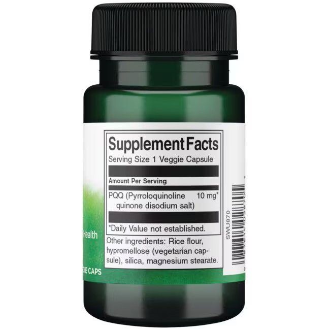 Dos du flacon vert. Étiquette avec informations nutritionnelles et ingrédients. 1 gélule par portion.