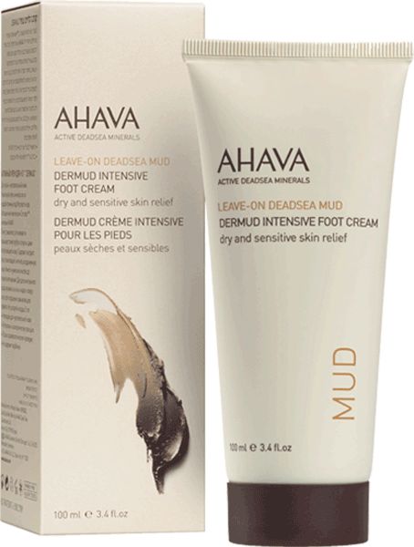 Tube et boîte de crème intensive pour pieds AHAVA Dermud