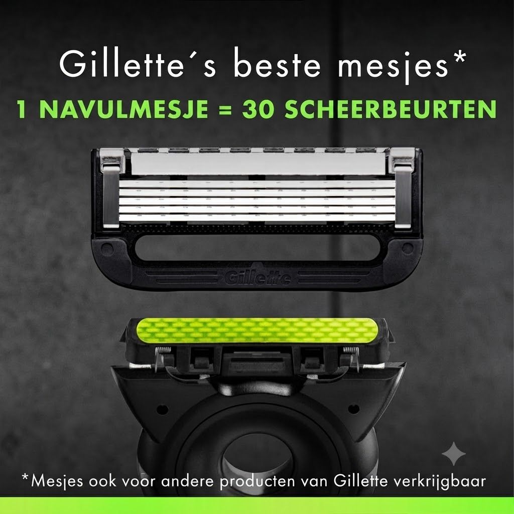 Man scheert zich met Gillette Labs scheermes dat zich aanpast aan gezichtscontouren.