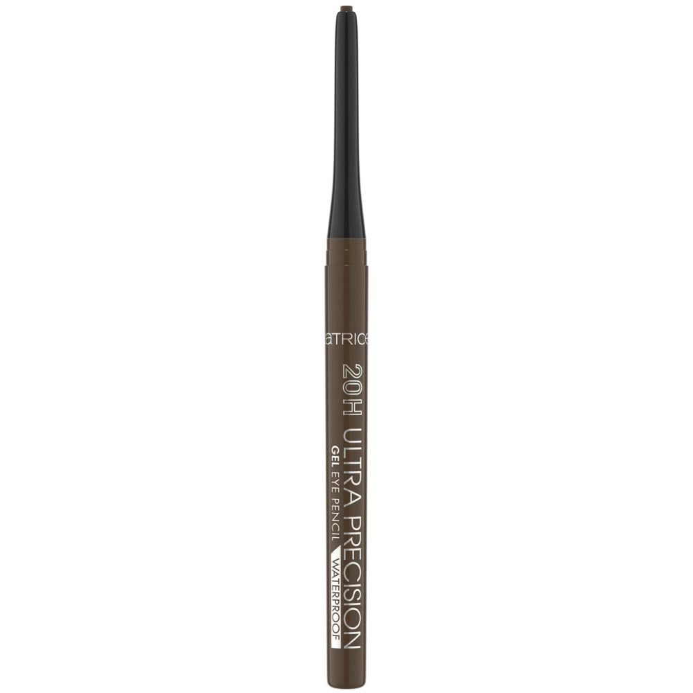 Crayon gel pour les yeux marron, cylindrique, avec nom du produit et marque. Inscription : 20H Ultra Precision Gel Eye Pencil Waterproof.