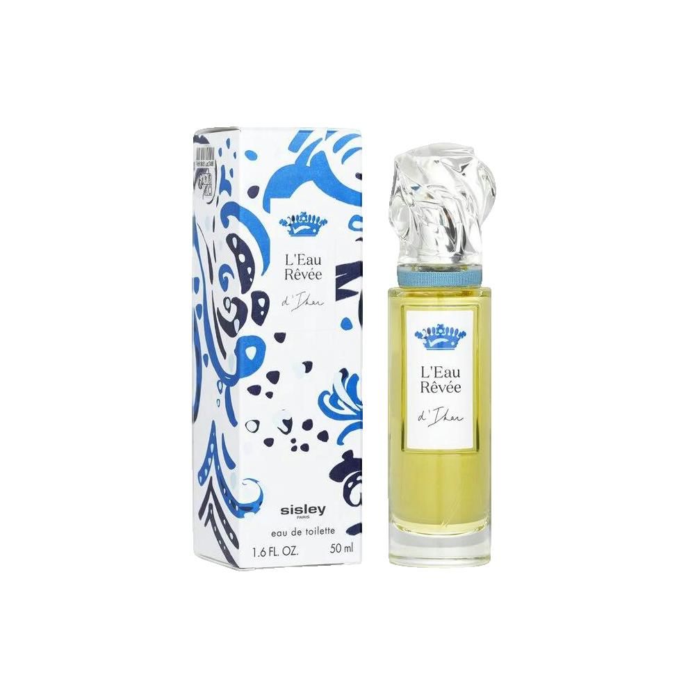 Sisley L'Eau Rêvée d'Ikar Eau de Toilette. Fles en verpakking. Glazen fles, blauwe vloeistof. 50 ml.
