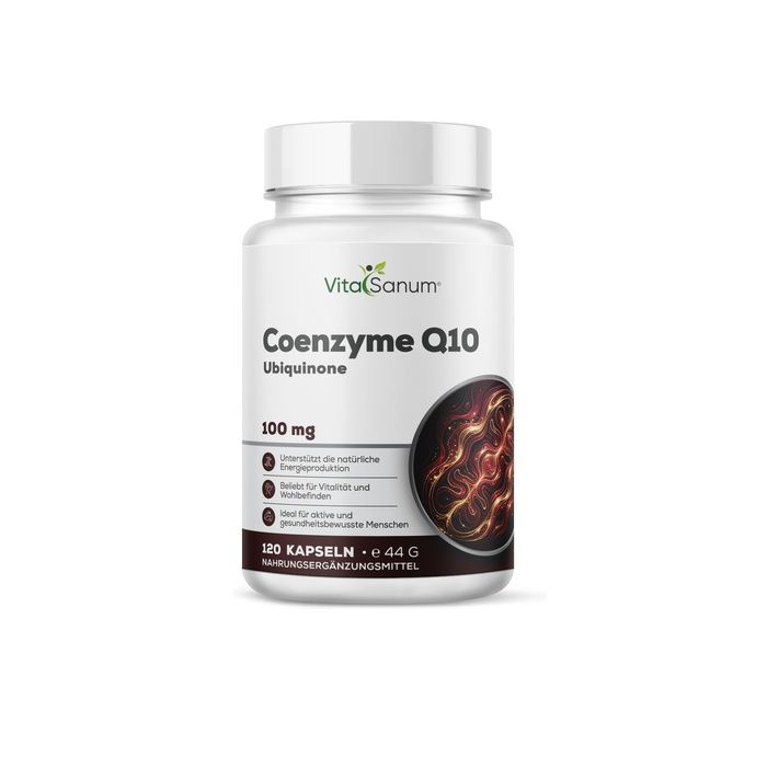 VitaSanum Coenzym Q10 capsulefles, 100 mg. Bevat 120 softgels.