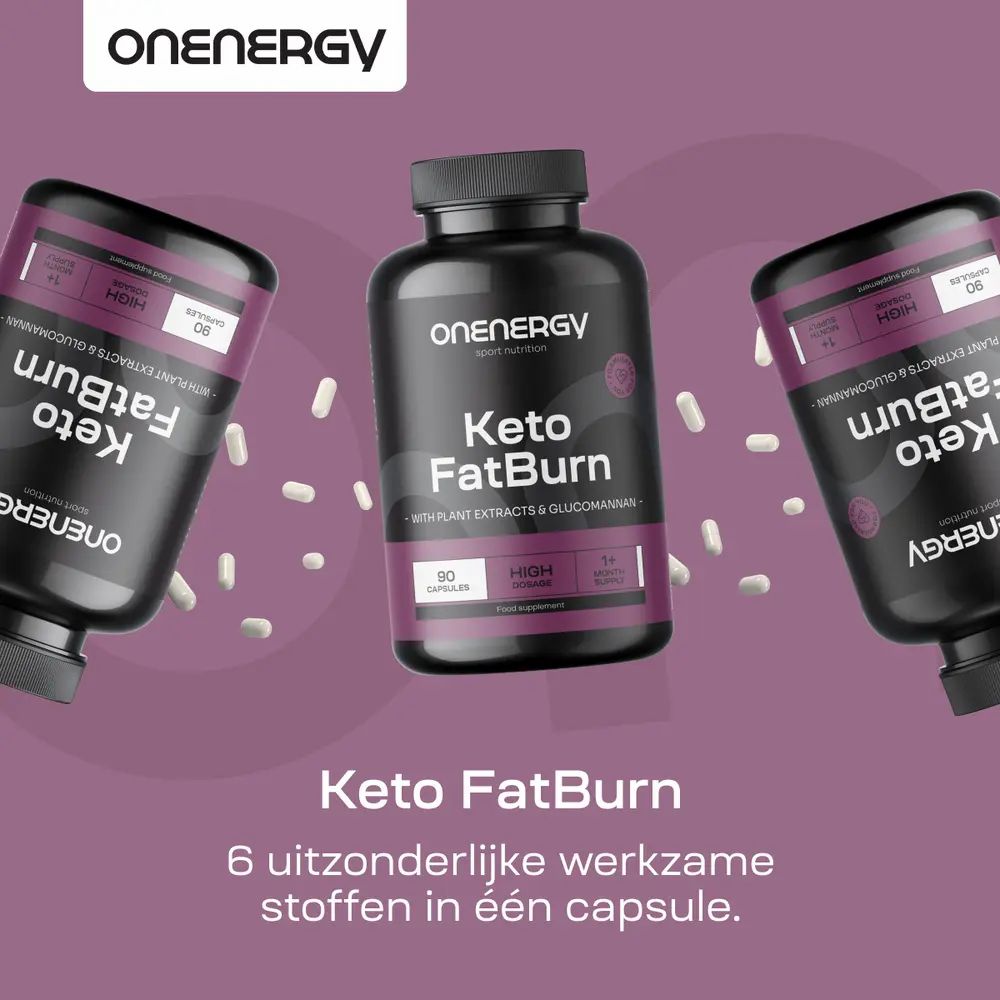 Drie potten OnEnergy Keto FatBurn, 90 capsules. "6 uitzonderlijke werkzame stoffen in één capsule."