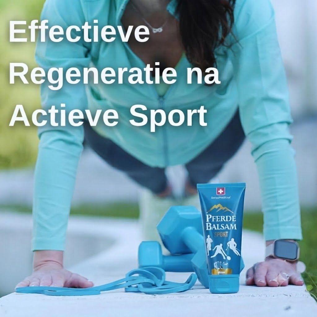 Tube met paardenbalsem Sport, naast dumbbells en weerstandsband.