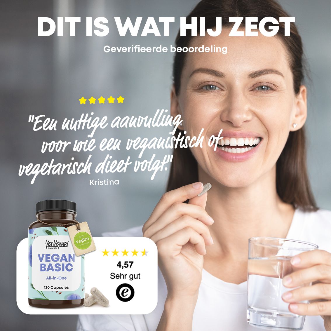 Fles Yes Vegan! Naturals Vegan Basic All-in-One Multivitamine vergeleken met alternatieve producten.