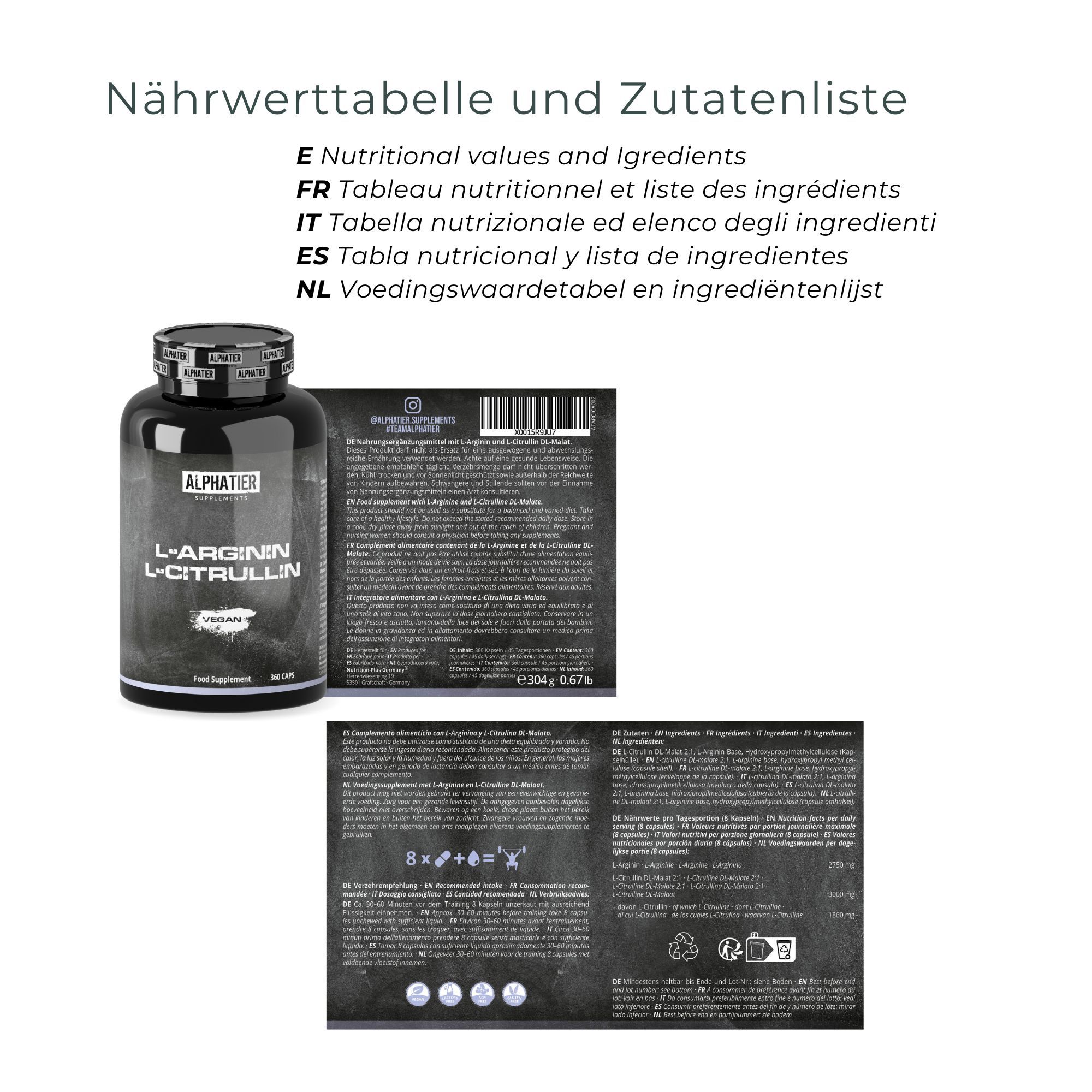 Alphatier Arginine Citrulline Acide aminé Capsules