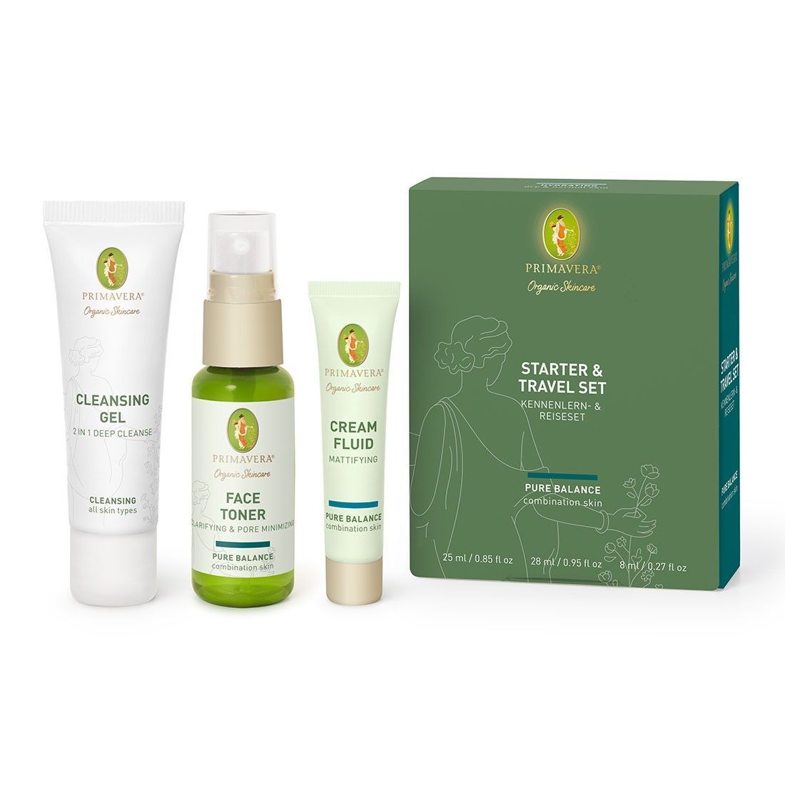 Coffret de soins de la peau bio Primavera pour débutants et voyageurs Pure Balance