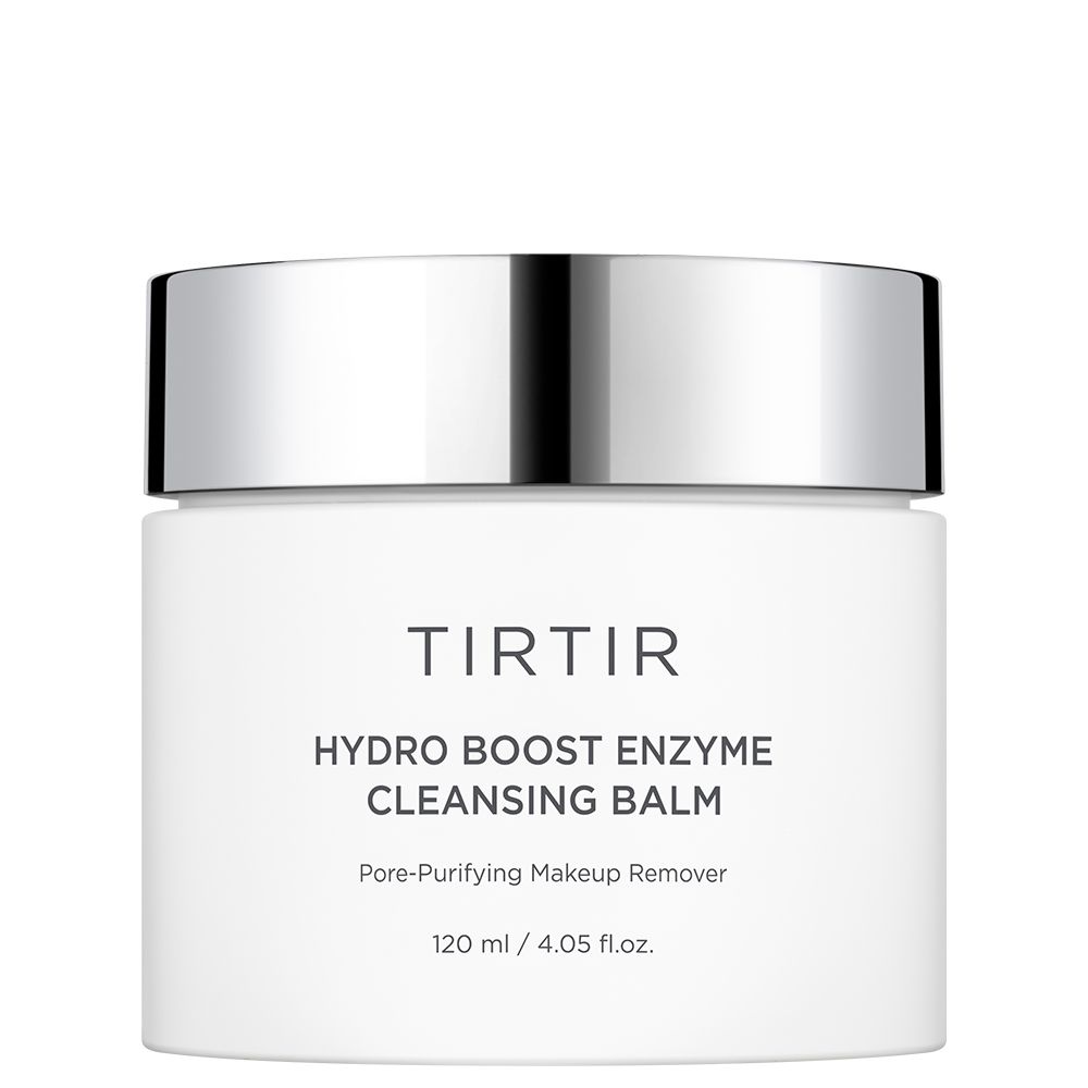 TIRTIR Hydro Boost Enzyme Cleansing Balm dans un pot blanc avec un couvercle argenté.