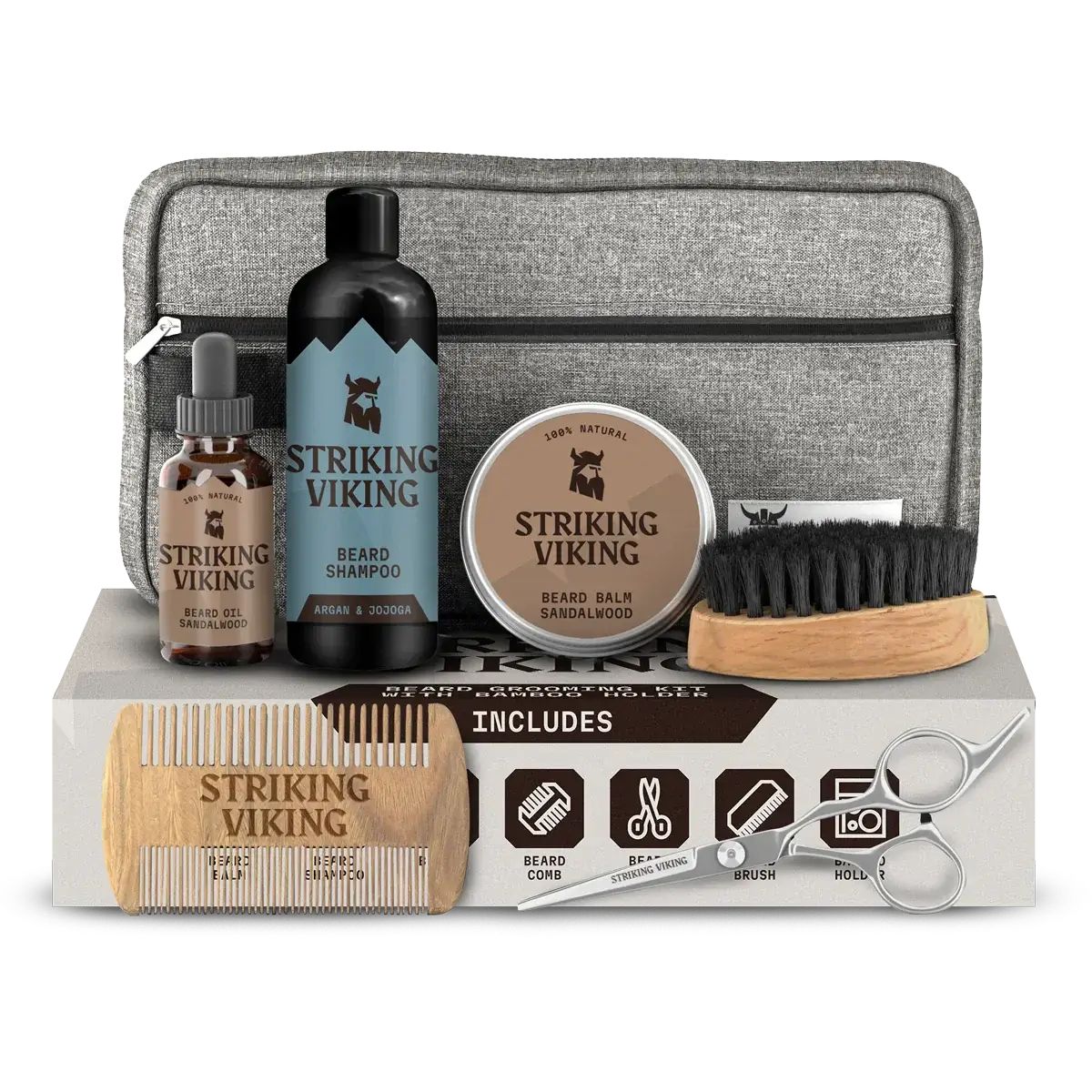 Striking Viking Kit de Soin de la Barbe avec Trousse de Toilette