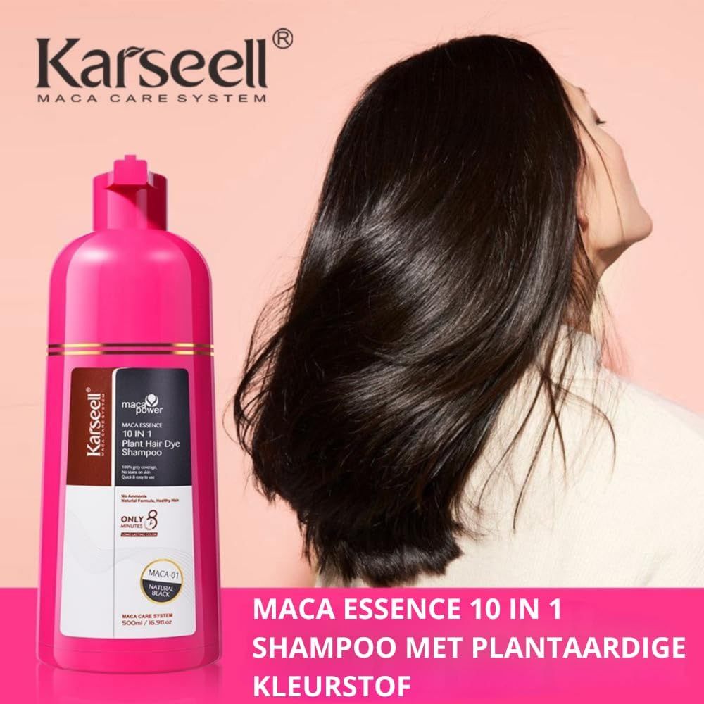 KARSEELL Zwarte Kleurshampoo voor Snelle Dekking van Grijs en Wit Haar