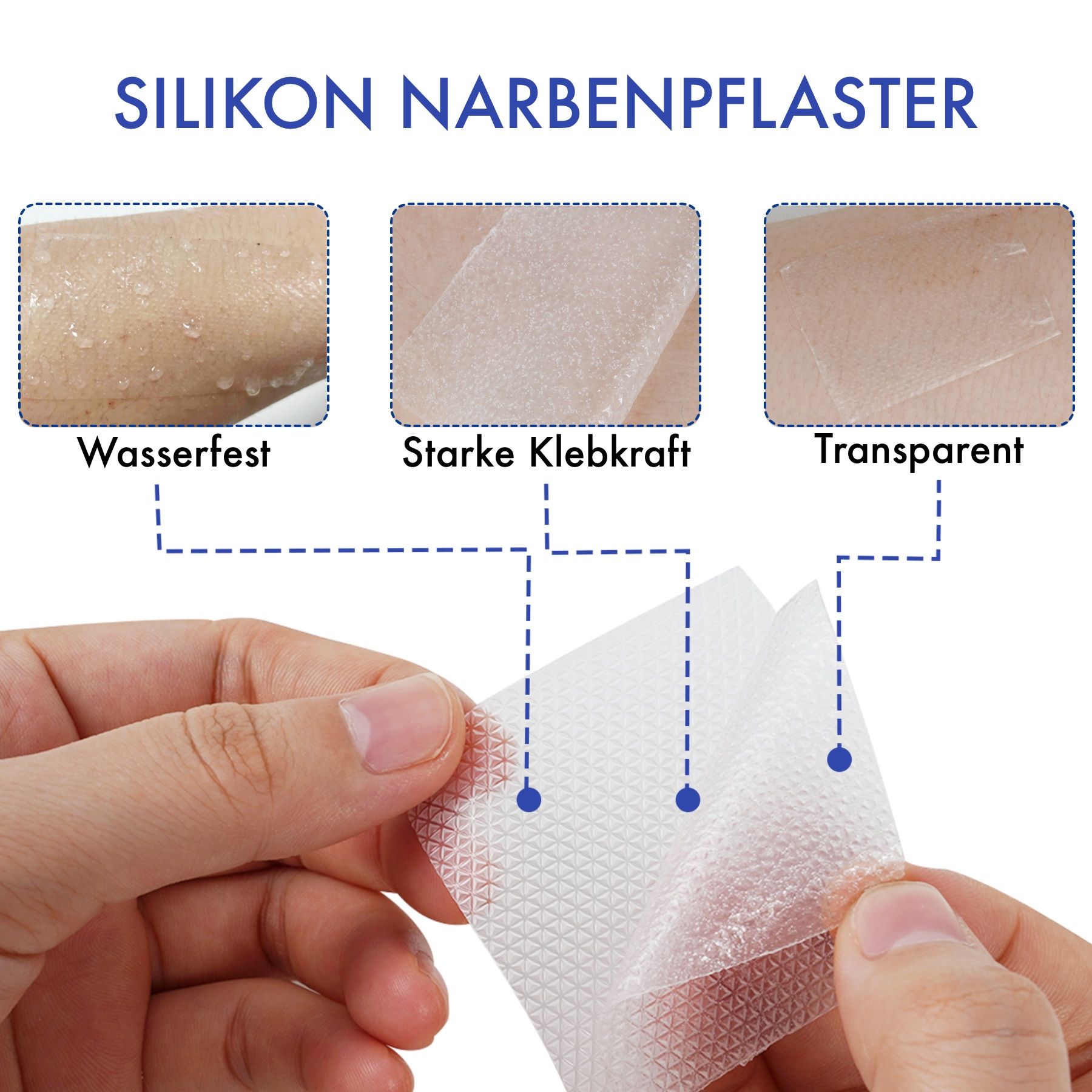 Siliconen littekenpleisters: waterdicht, sterke kleefkracht, transparant.