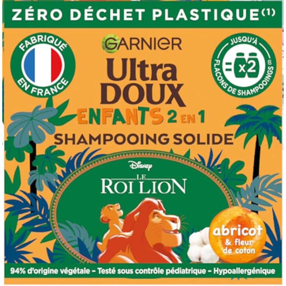 Garnier Ultra Zacht Kinder Shampoo Bar, 2-in-1, met The Lion King design.