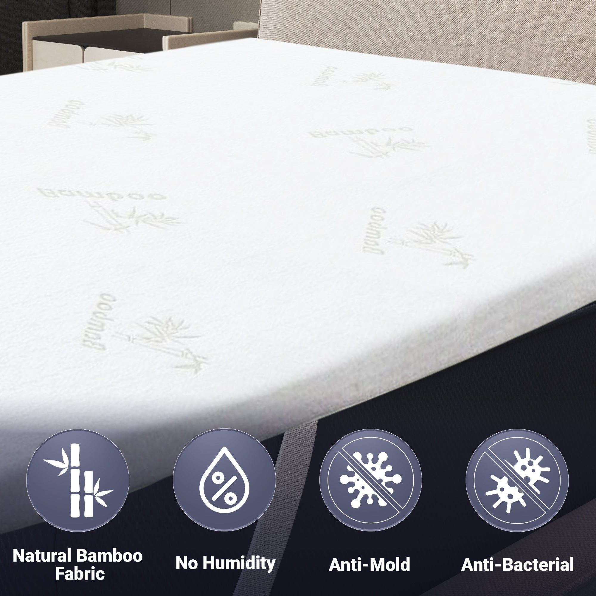 The White Stone Topper 165x195 cm van Natuurrubber, Afneembaar 5 cm