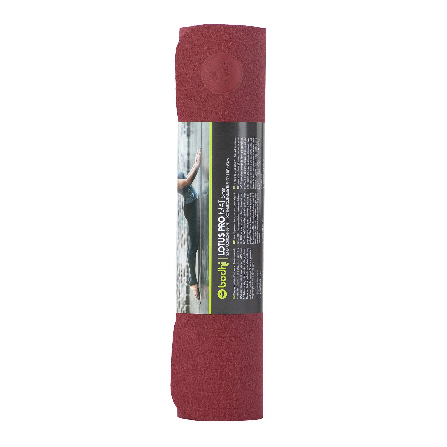 bodhi LOTUS PRO yogamat donkerrood/antraciet