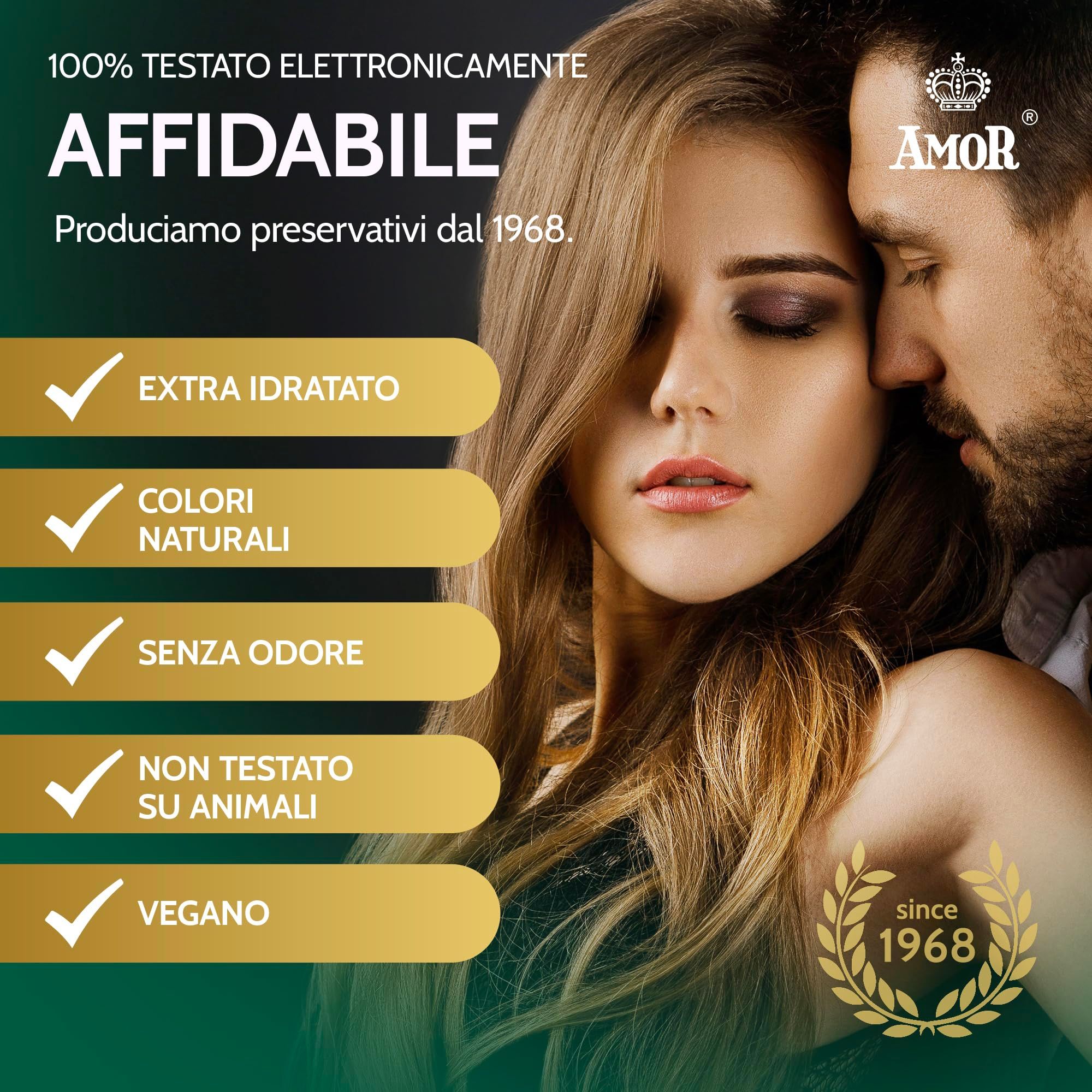 Préservatifs Amor: extra hydratant, couleurs naturelles, sans parfum, vegan, depuis 1968.
