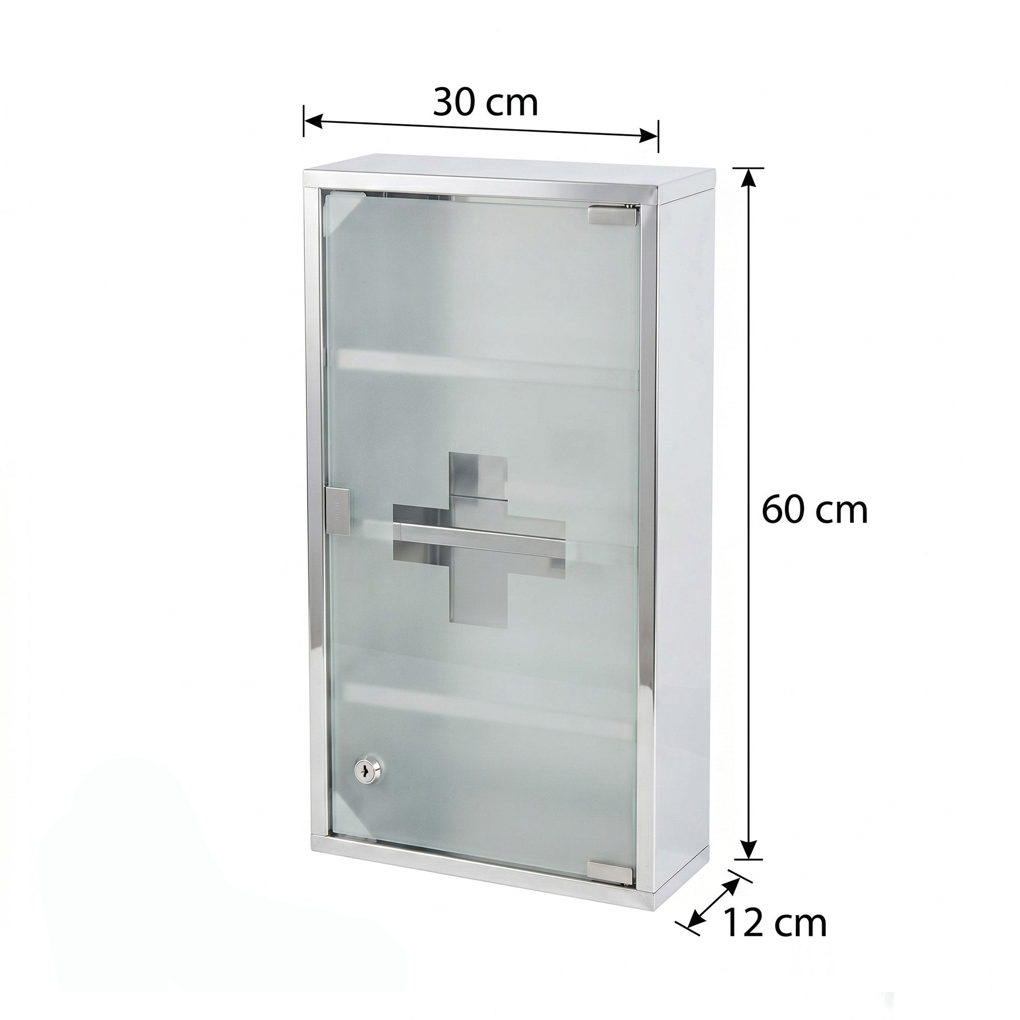 KARAT Armoire à médicaments Allen - Armoire à pharmacie porte verre argent 60 x 30 cm 4 comp.