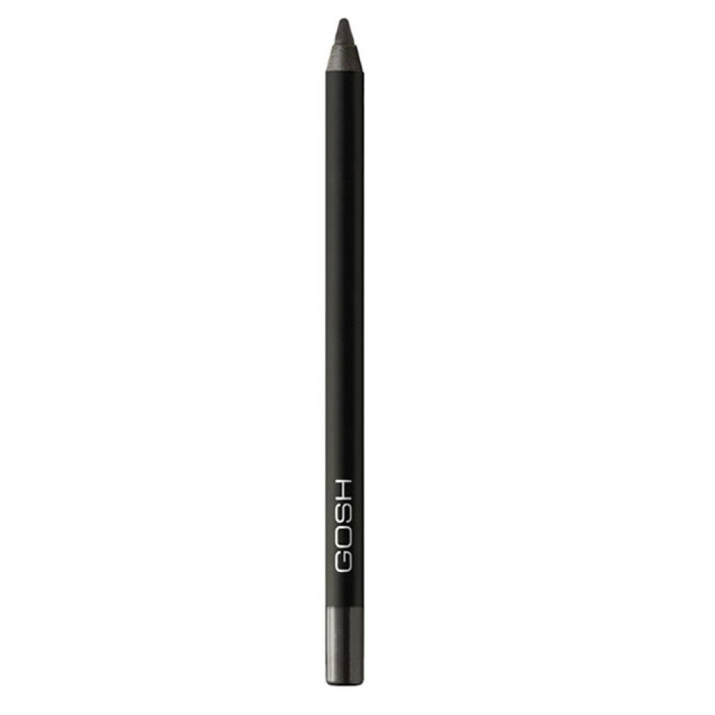 Eyeliner Gosh Waterproof Hypnotic Grey. Crayon noir avec logo argenté et pointe.