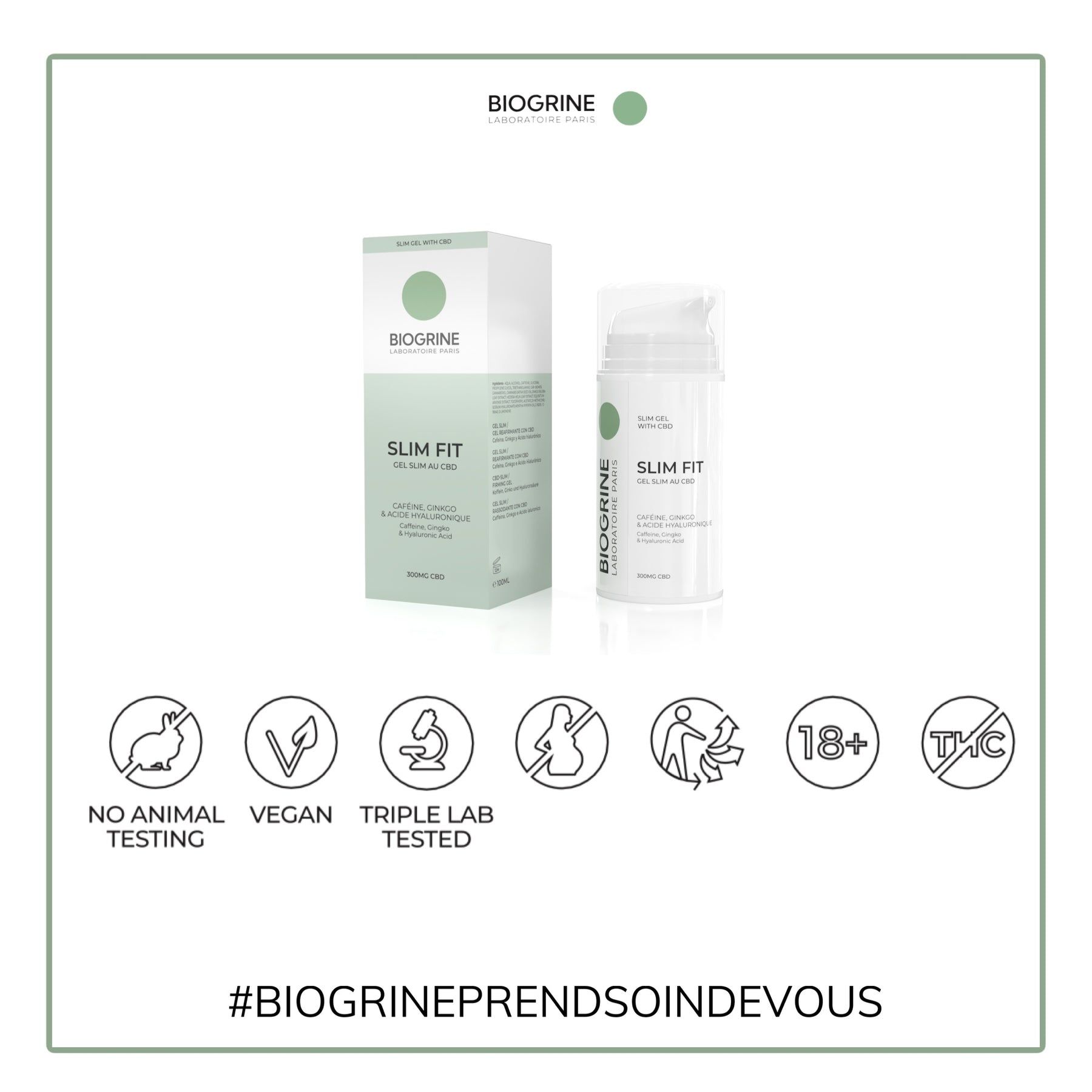 BIOGRINE "SLIM FIT" ANTI-CELLULITE AFSLANKGEL MET HYALURONZUUR, CBD, CAFEÏNE & GINKGO