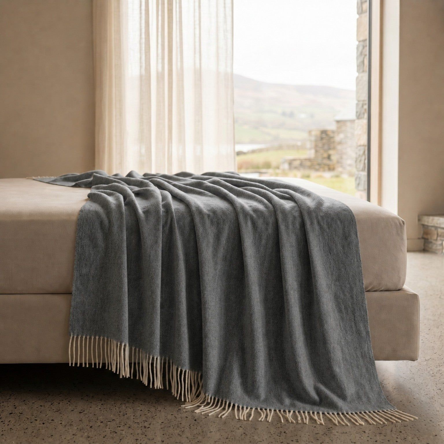 Werpdeken 130x170 cm Cotton Blend Donkergrijs | Lichtgewicht Deken 250 g/m² voor Bank en Bed