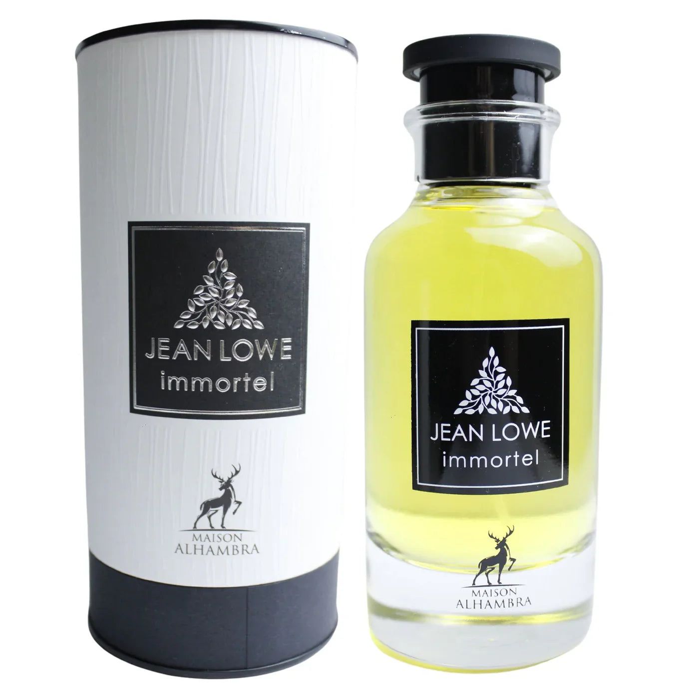 Maison Alhambra Jean Lowe Immortel Eau de Parfum met cilindrische verpakking.