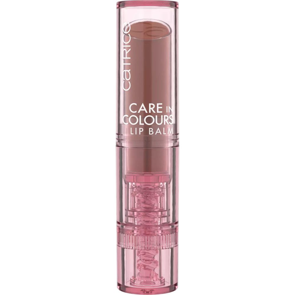 Baume à lèvres dans un étui rose. Inscription : Catrice, Care in Colours, Lip Balm.