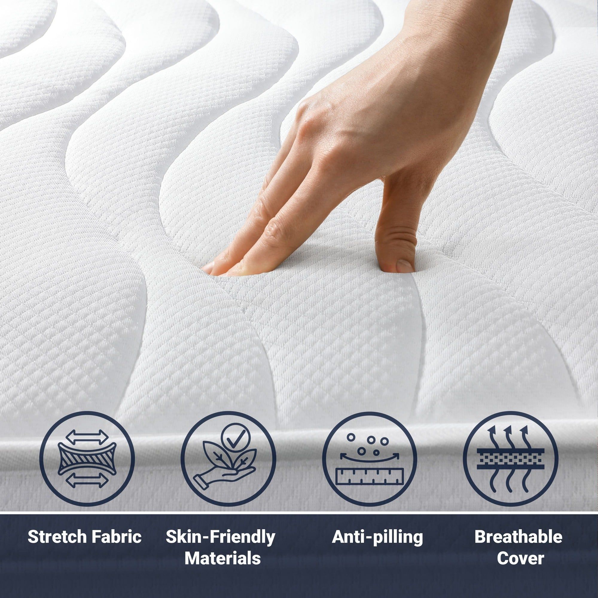The White Stone Matras 200x200 cm Antibacterieel Schuim | Hoogte 20 cm | 3D Air Hypoallergeen Hoes
