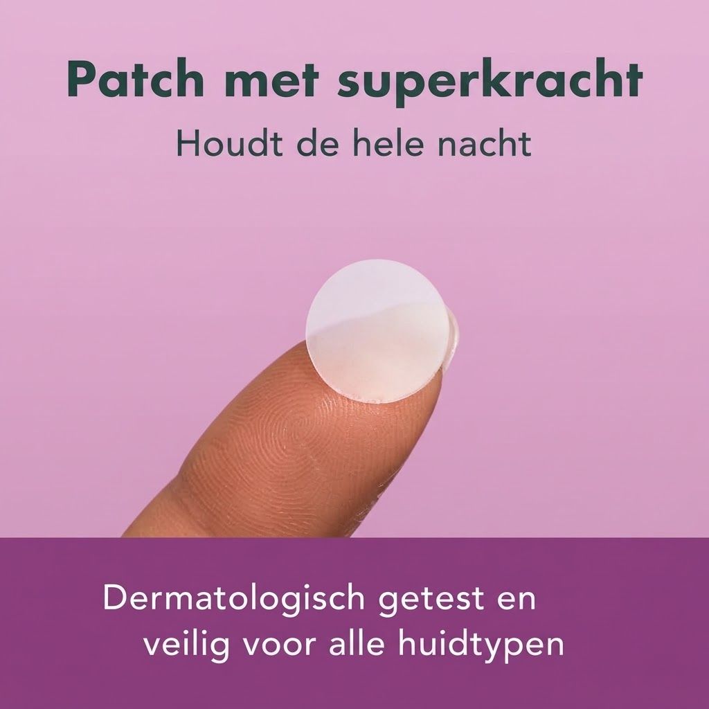 Een ronde, transparante pleister op een vinger. Dermatologisch getest.