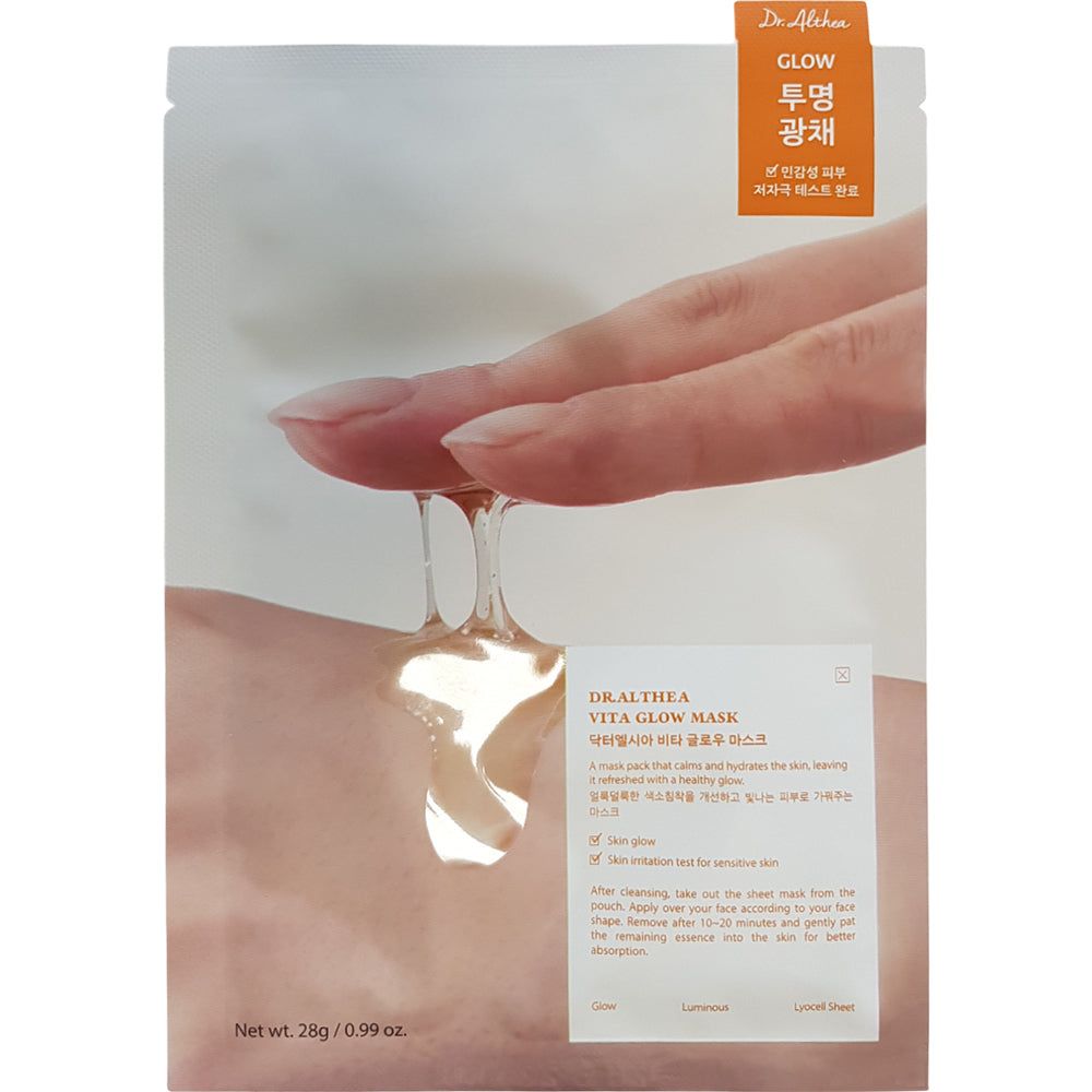 Verpakking van Dr. Althea Vita Glow Mask. Productnaam en beschrijving zichtbaar.