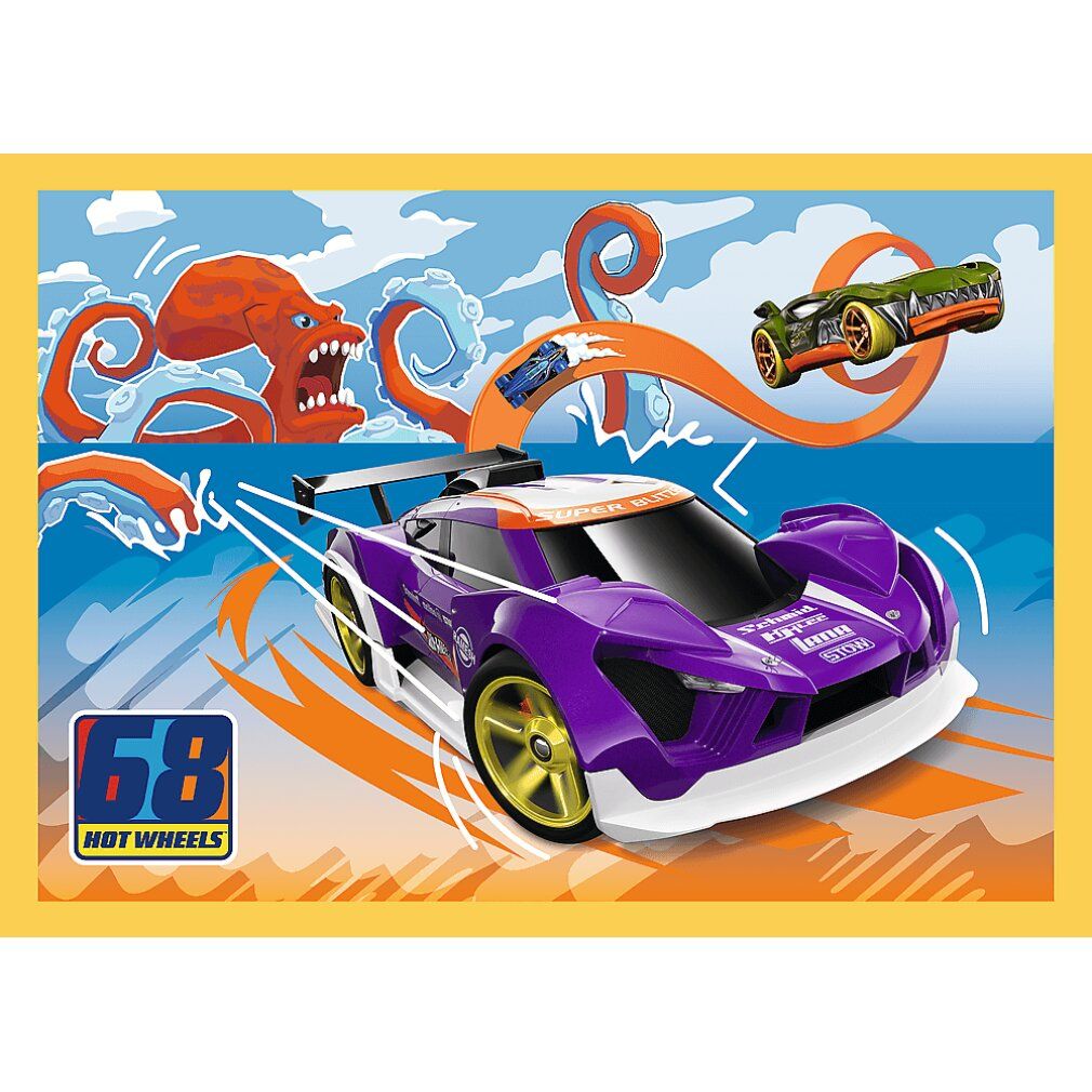 trefl 34627 Puzzle 4en1 véhicules à roues chaudes