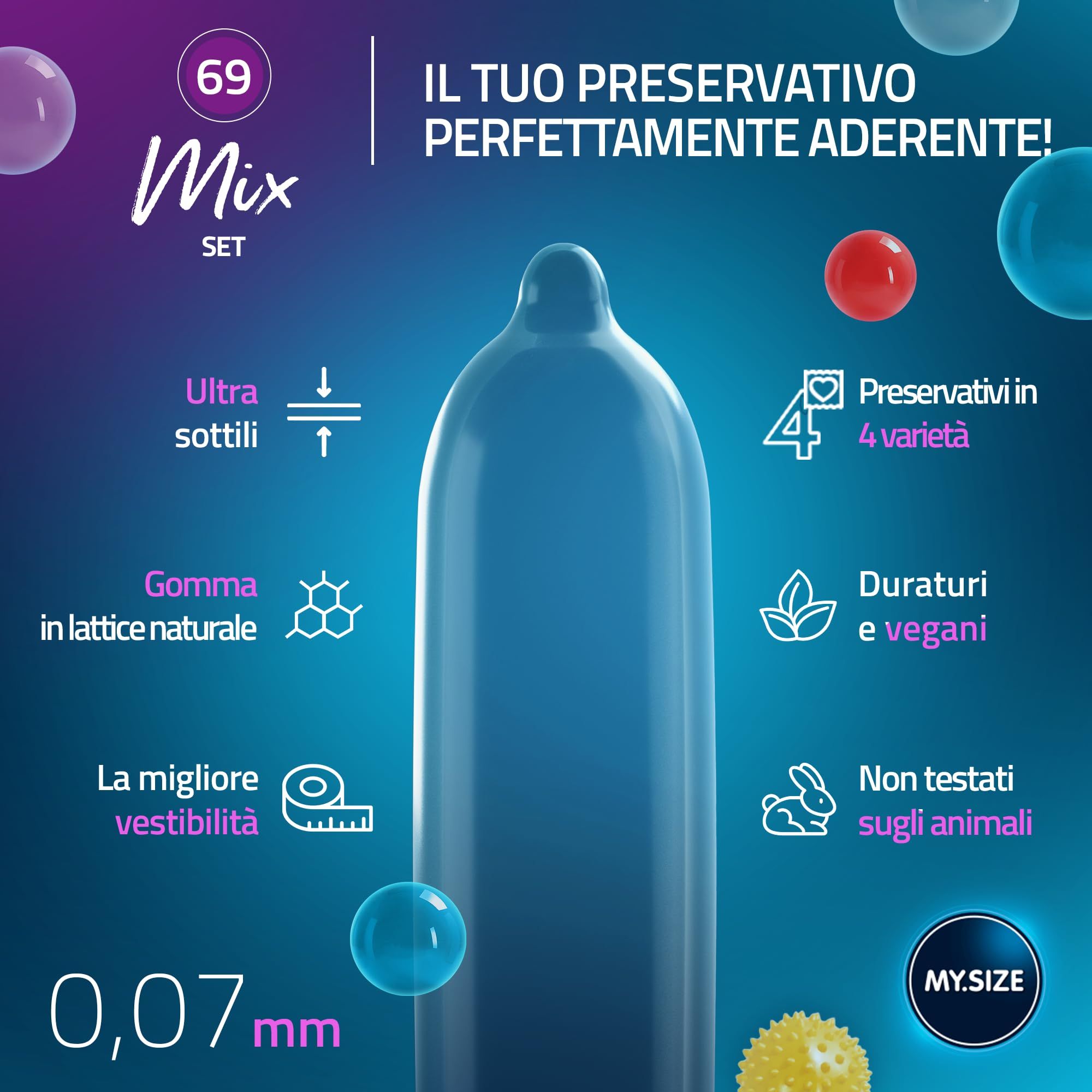 MY.SIZE Mix Préservatif Set Taille 7 69mm
